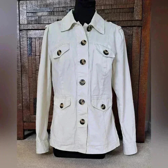 Cabi Kenya Jacket Women's Size Medium  Bone/Cream Coloured Utility Jacket - Picture 1 of 16